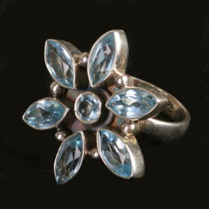 Blue Topaz flower ring