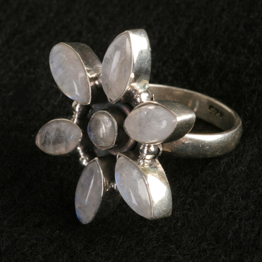 Moonstone flower ring