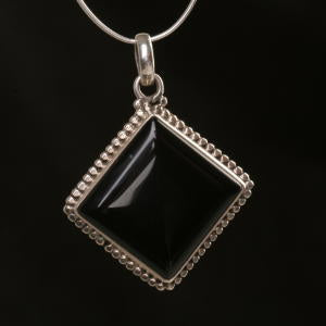 Black Onyx diamond shape pendant