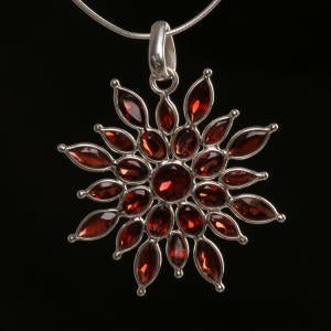 Garnet Delicate flower pendant
