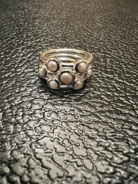 3 band pearl ring Pinky rings in size 3 and 4.